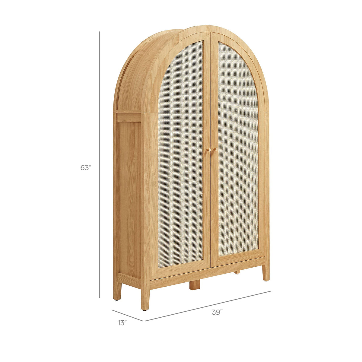 Calista 63 Inch Arched Storage Cabinet With Folding Desk