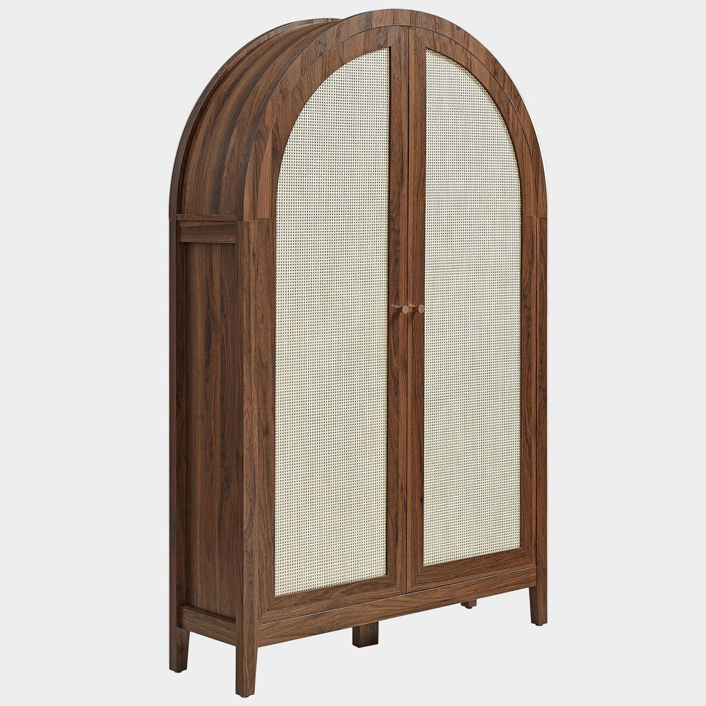 Calista 63 Inch Arched Storage Cabinet With Folding Desk
