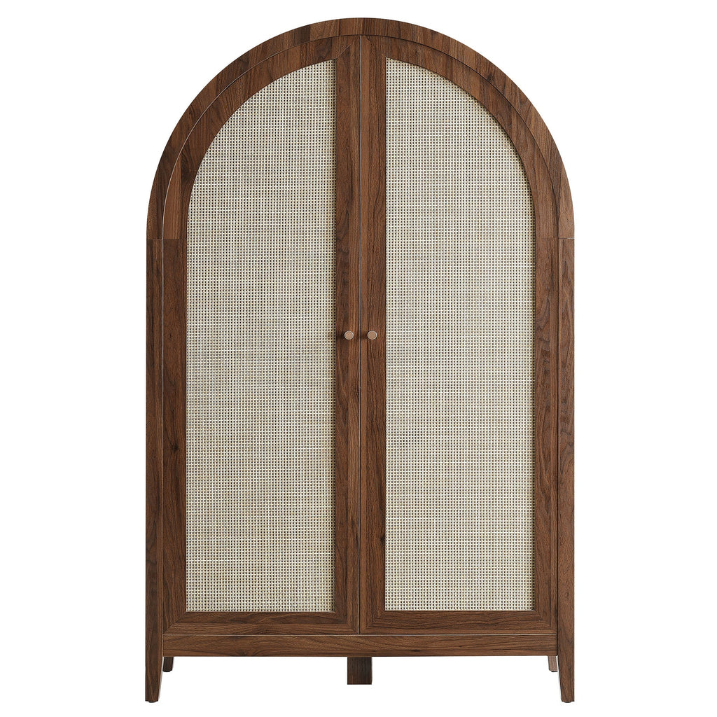 Calista 63 Inch Arched Storage Cabinet With Folding Desk