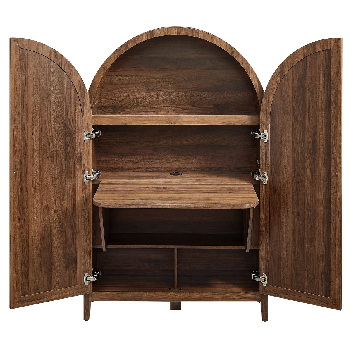 Calista 63 Inch Arched Storage Cabinet With Folding Desk