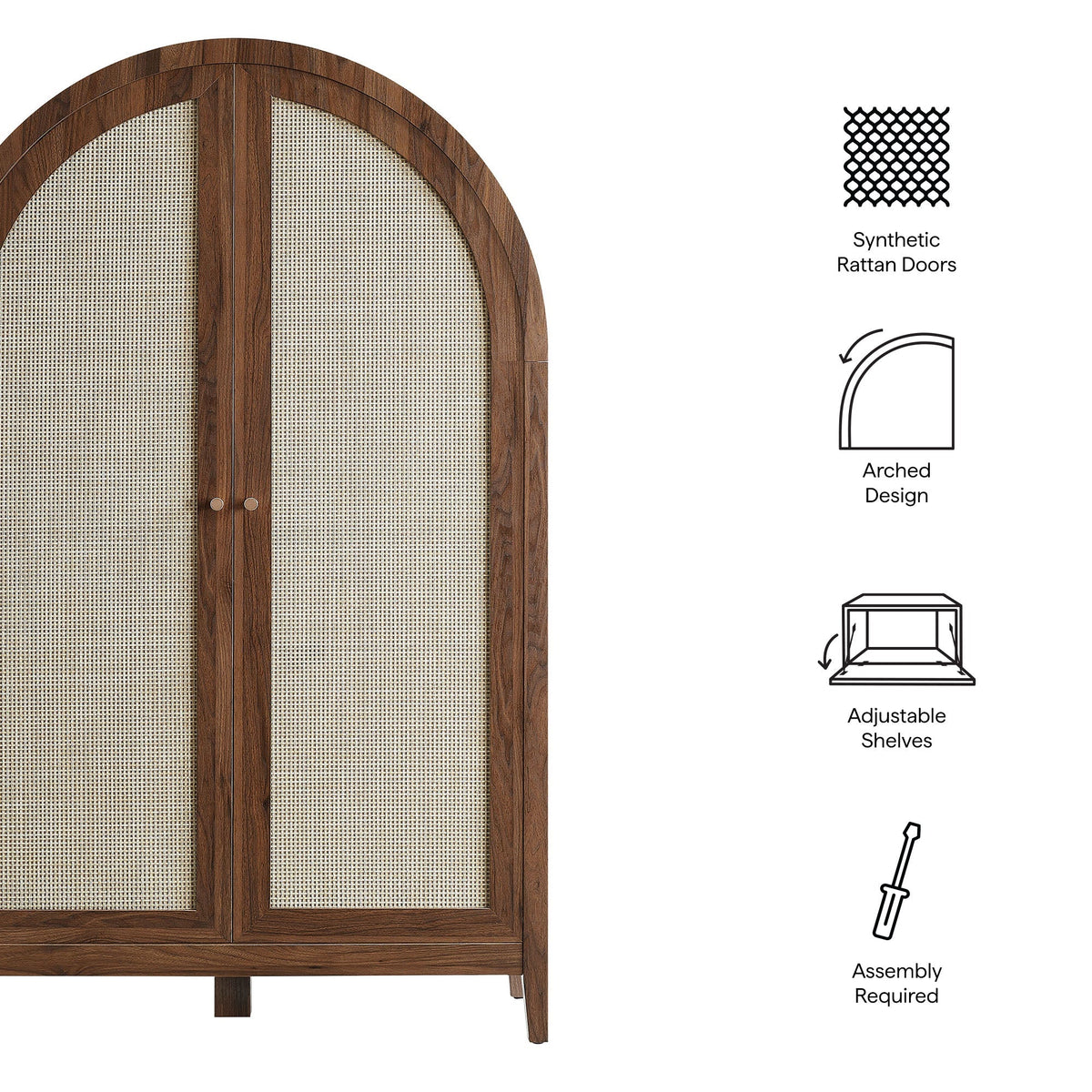 Calista 63 Inch Arched Storage Cabinet With Folding Desk