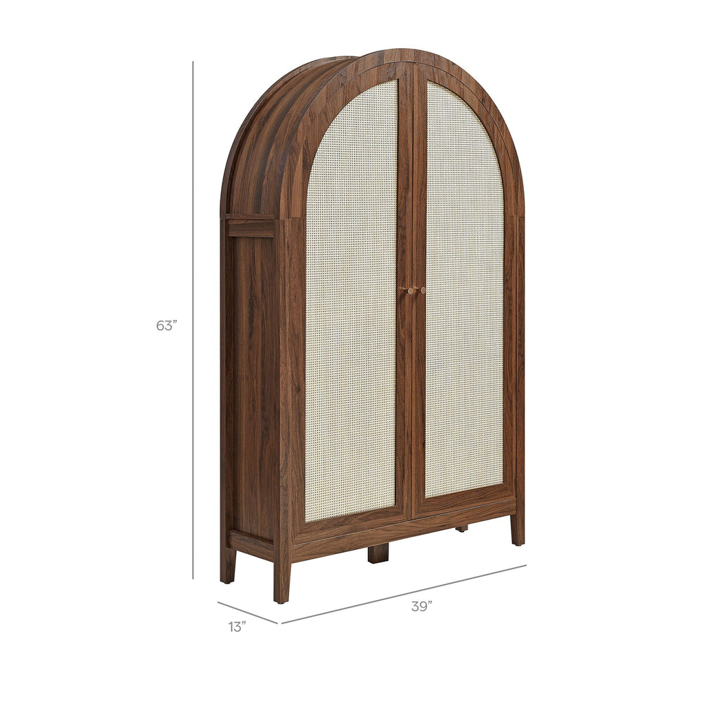 Calista 63 Inch Arched Storage Cabinet With Folding Desk