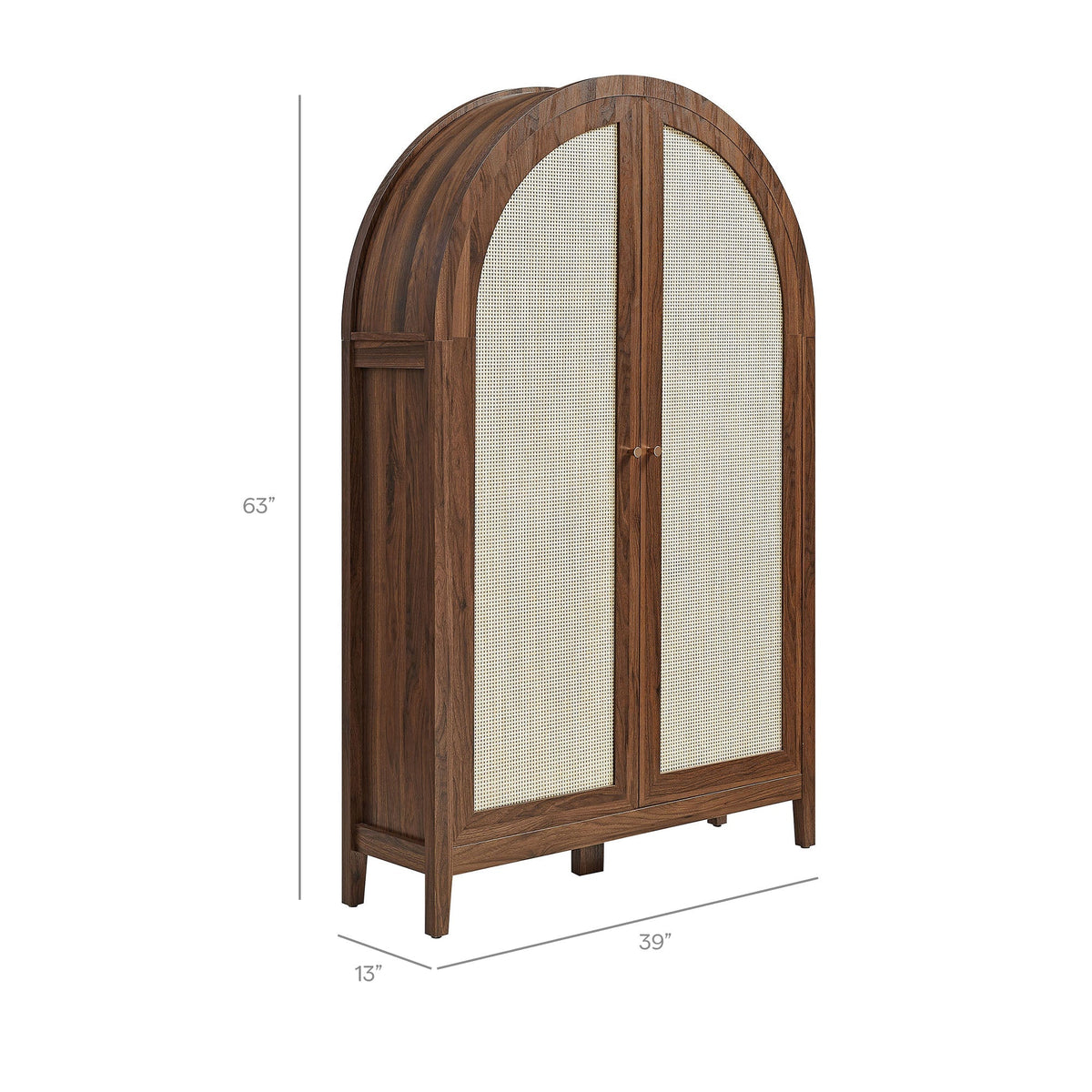 Calista 63 Inch Arched Storage Cabinet With Folding Desk