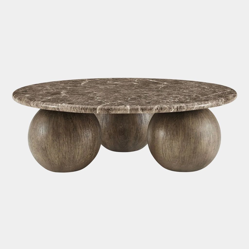 Pietra Indoor Outdoor Round Coffee Table in Dark Emperador Marble