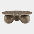 Pietra Indoor Outdoor Round Coffee Table in Dark Emperador Marble