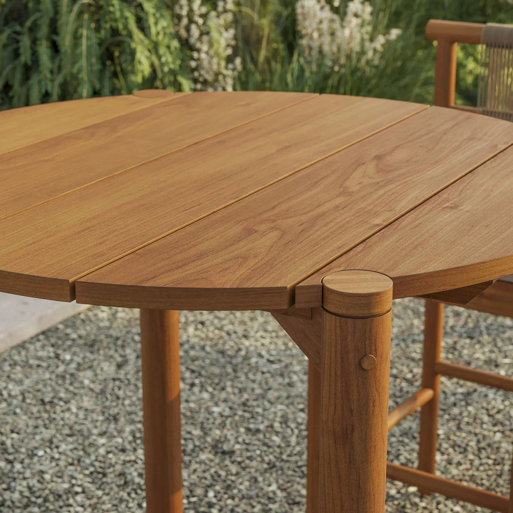 Eleni Round 35 Inch Outdoor Teak Wood Round Bar Table