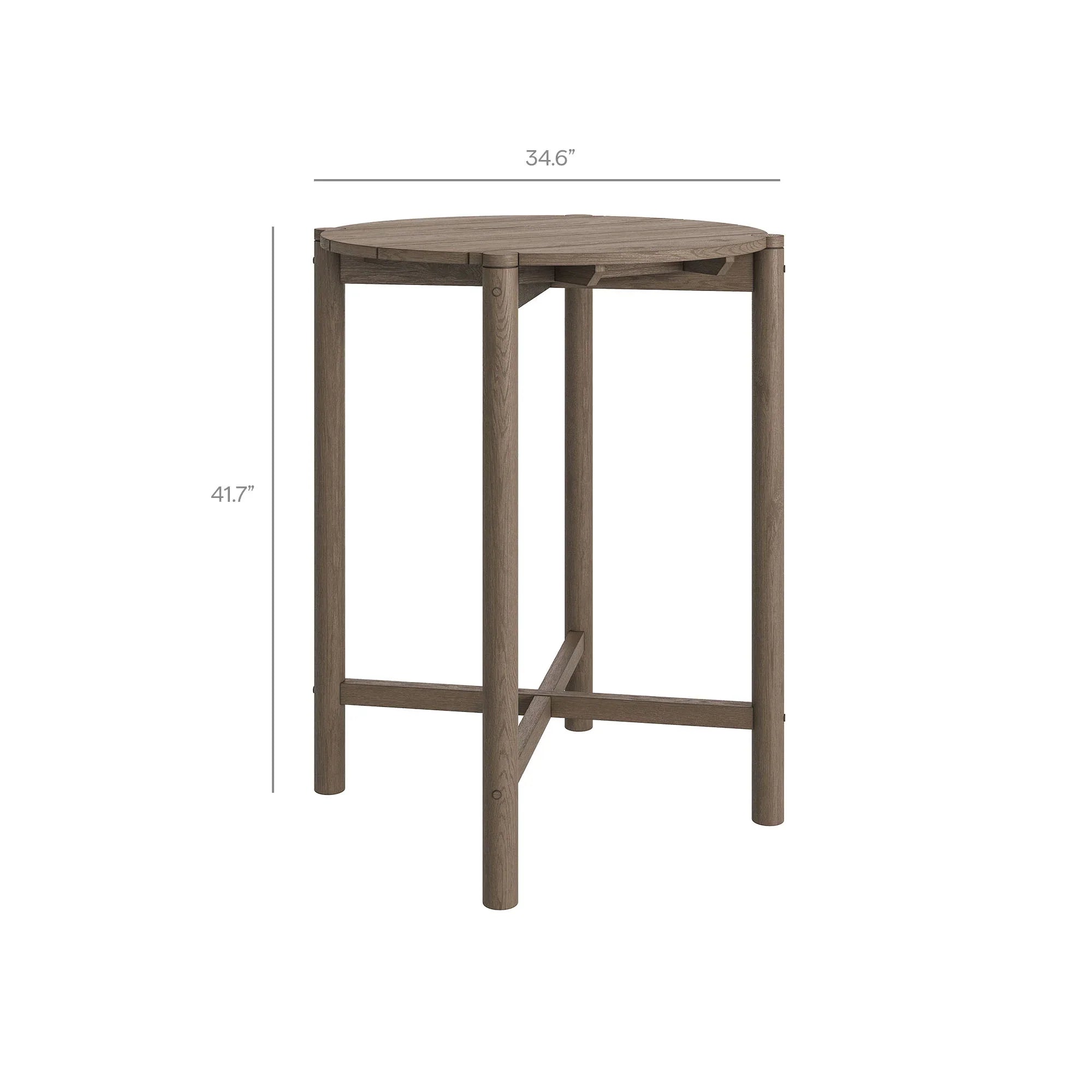 Eleni Round 35 Inch Outdoor Teak Wood Round Bar Table