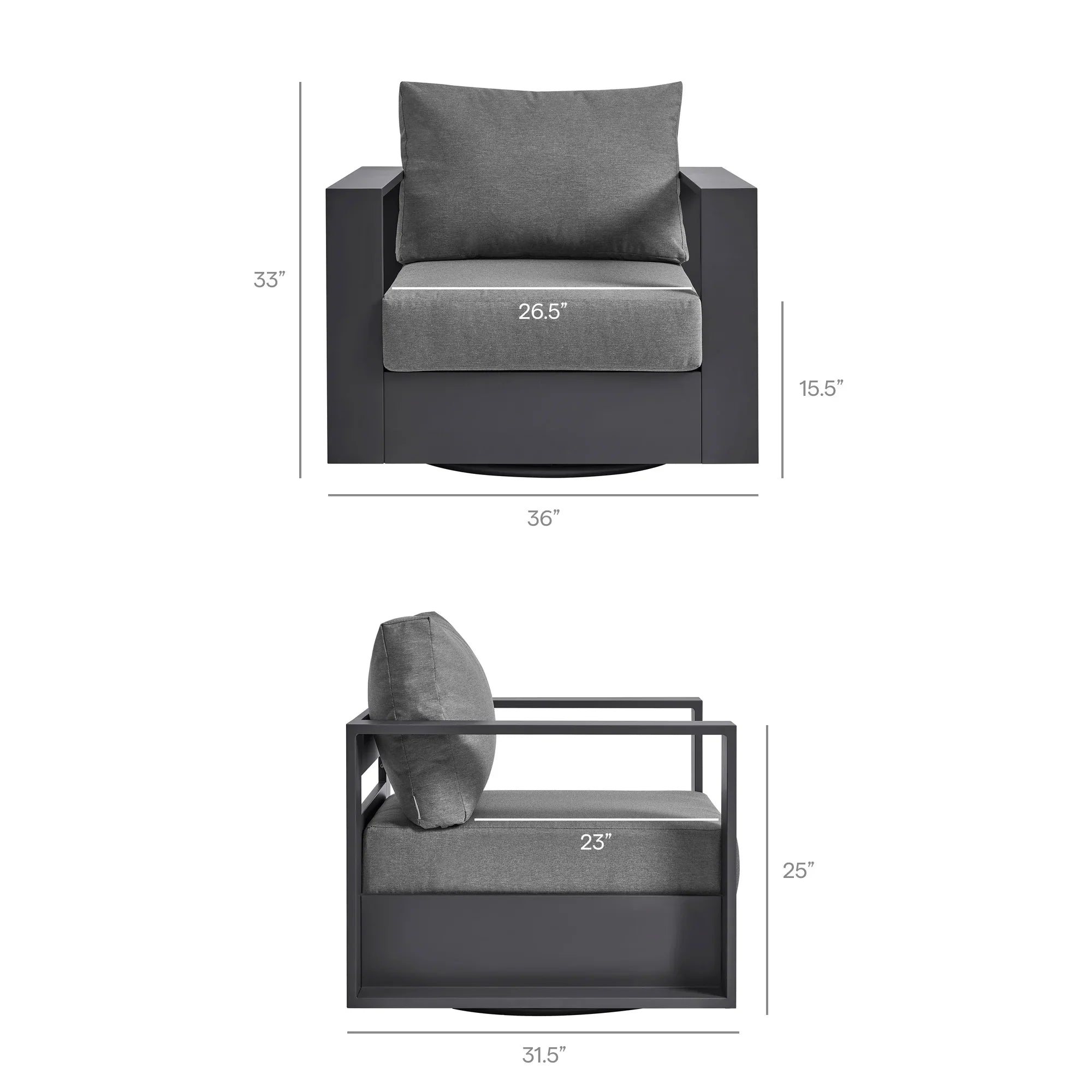 Tahoe Outdoor Powder-Coated Aluminum Swivel Armchair