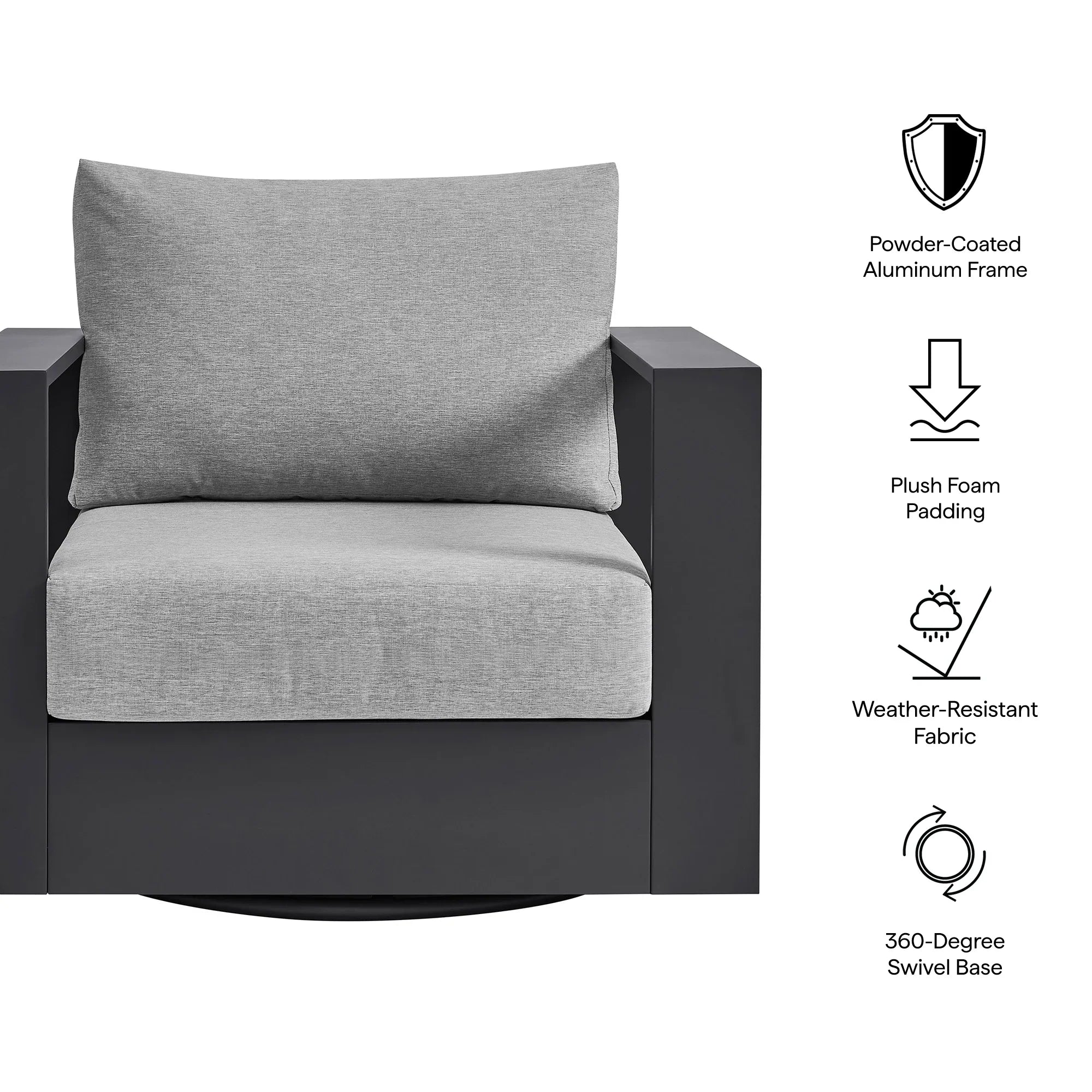 Tahoe Outdoor Powder-Coated Aluminum Swivel Armchair