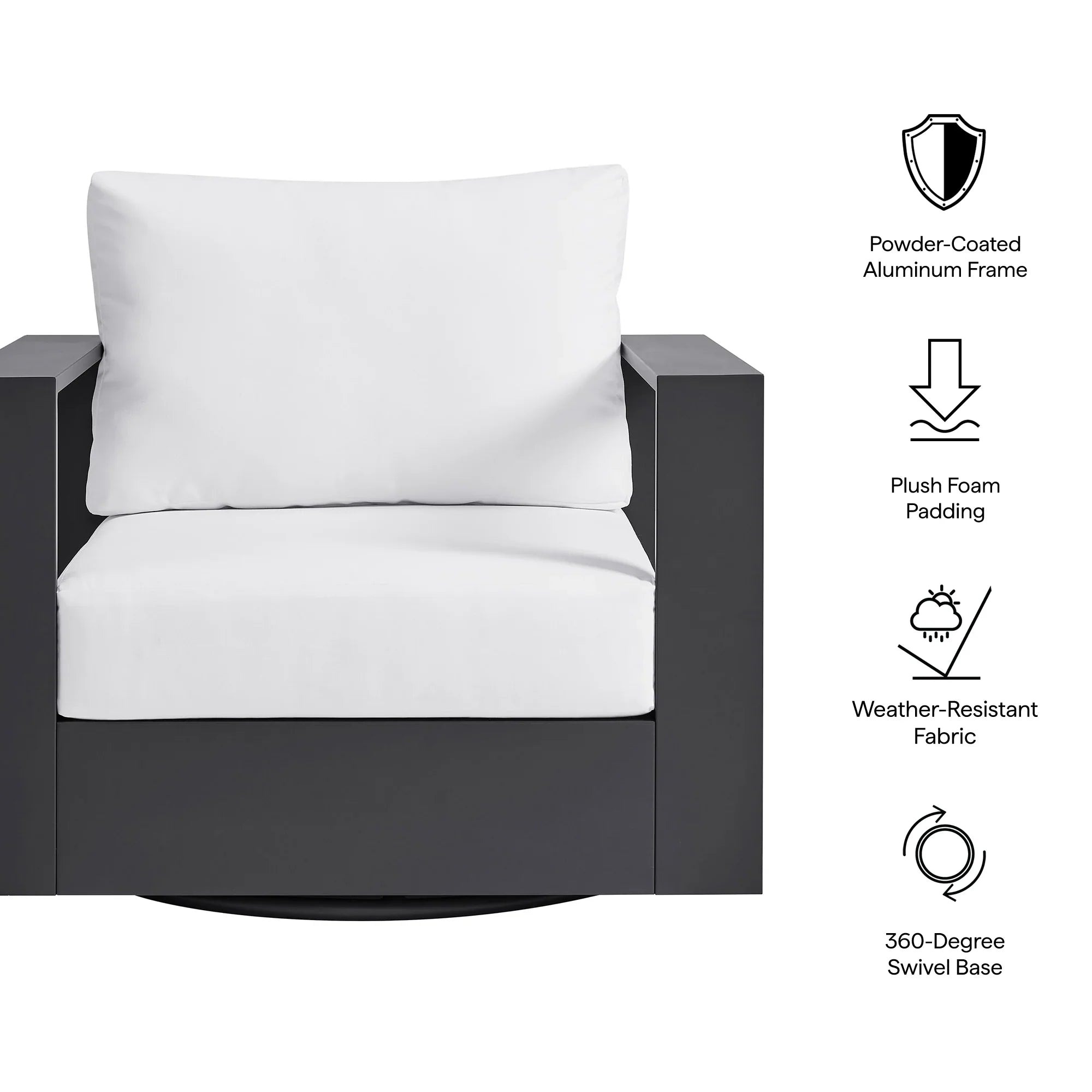 Tahoe Outdoor Powder-Coated Aluminum Swivel Armchair