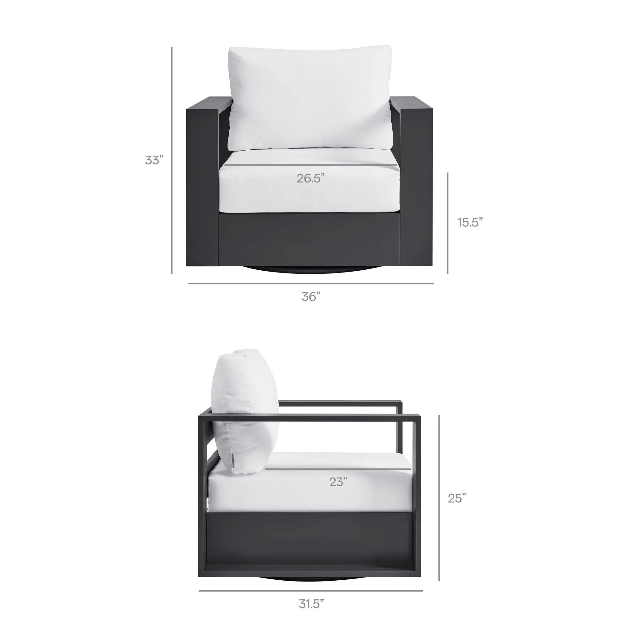 Tahoe Outdoor Powder-Coated Aluminum Swivel Armchair