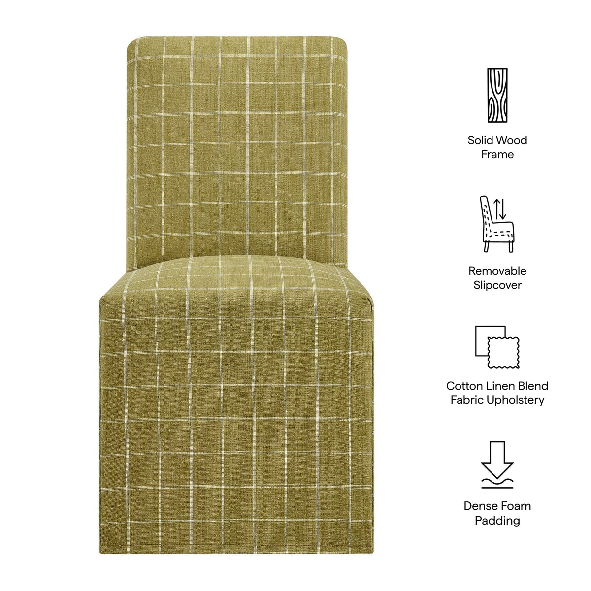 Aster Linen Cotton Blend Slipcovered Dining Chairs Set of 2