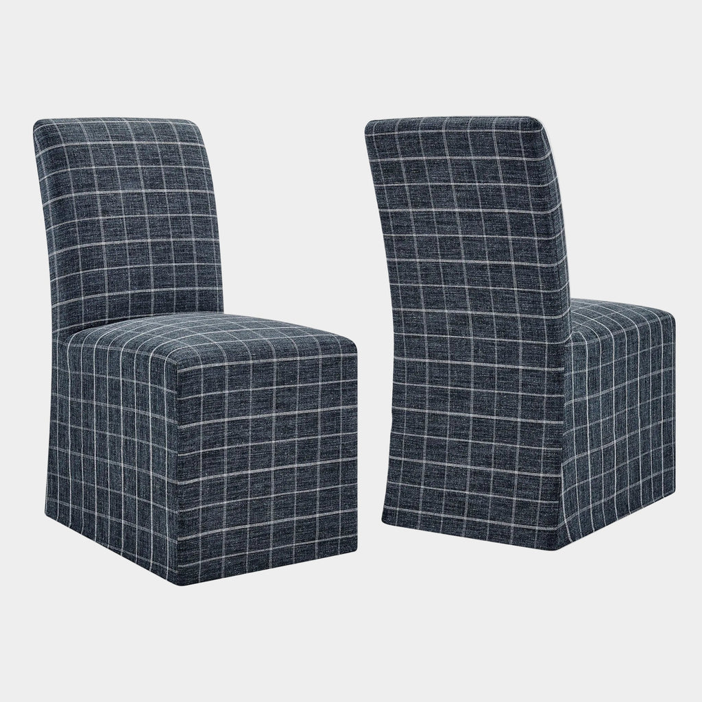 Aster Linen Cotton Blend Slipcovered Dining Chairs Set of 2