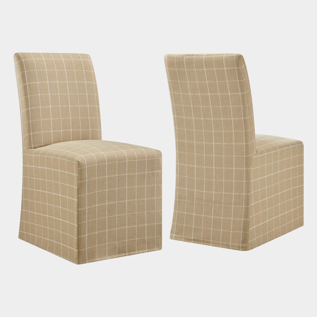 Aster Linen Cotton Blend Slipcovered Dining Chairs Set of 2