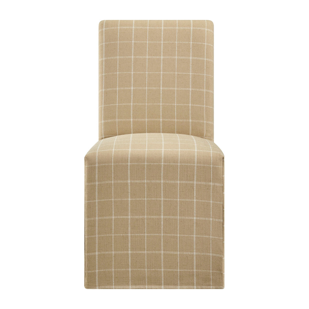 Aster Linen Cotton Blend Slipcovered Dining Chairs Set of 2