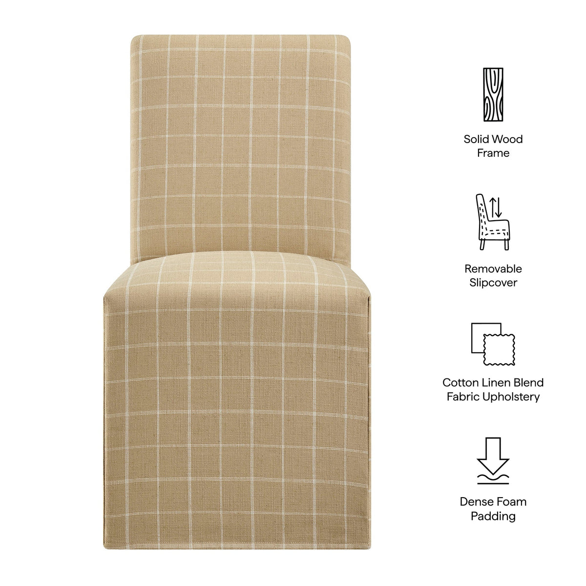 Aster Linen Cotton Blend Slipcovered Dining Chairs Set of 2