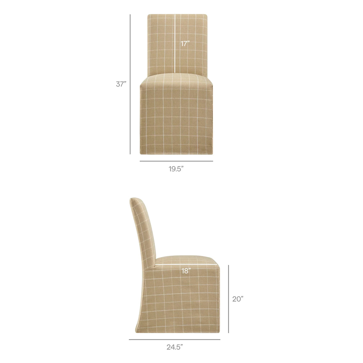 Aster Linen Cotton Blend Slipcovered Dining Chairs Set of 2