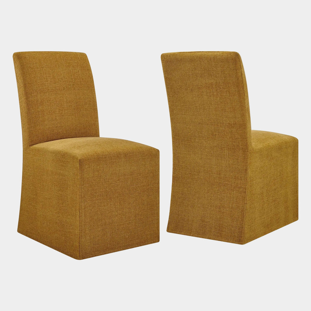 Aster Slub Weave Fabric Slipcovered Dining Chairs Set of 2