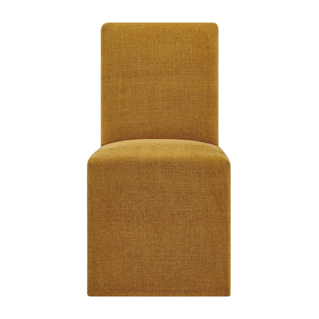 Aster Slub Weave Fabric Slipcovered Dining Chairs Set of 2