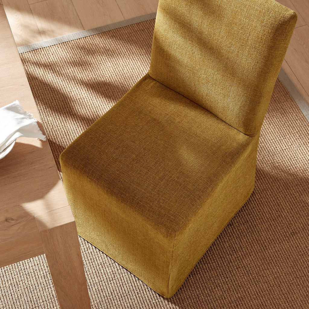 Aster Slub Weave Fabric Slipcovered Dining Chairs Set of 2