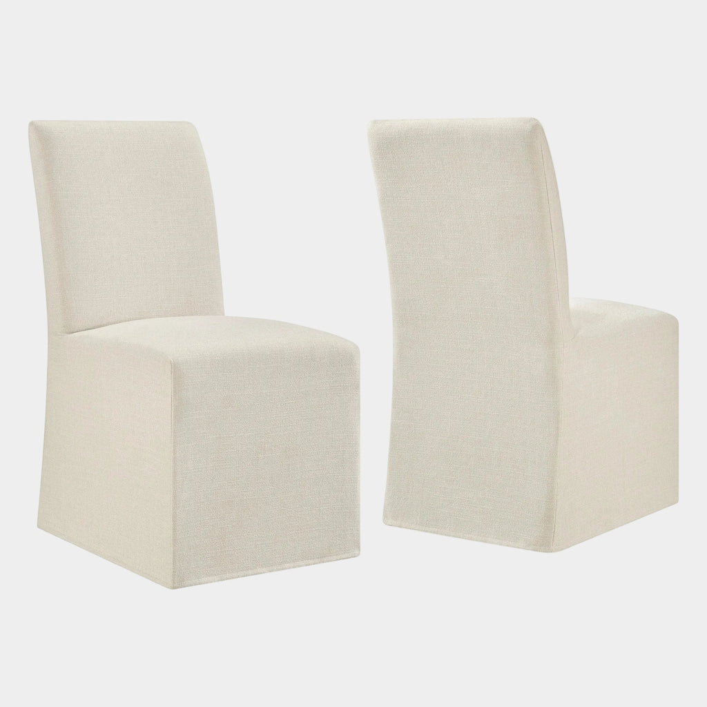 Aster Slub Weave Fabric Slipcovered Dining Chairs Set of 2