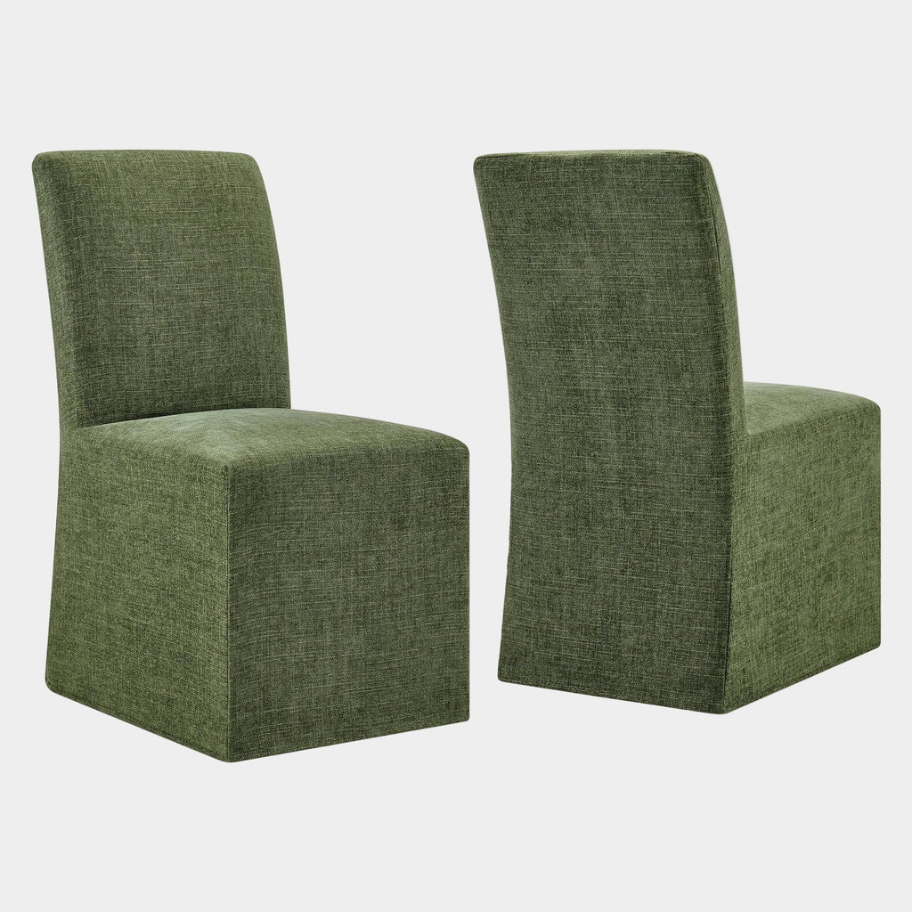 Aster Slub Weave Fabric Slipcovered Dining Chairs Set of 2
