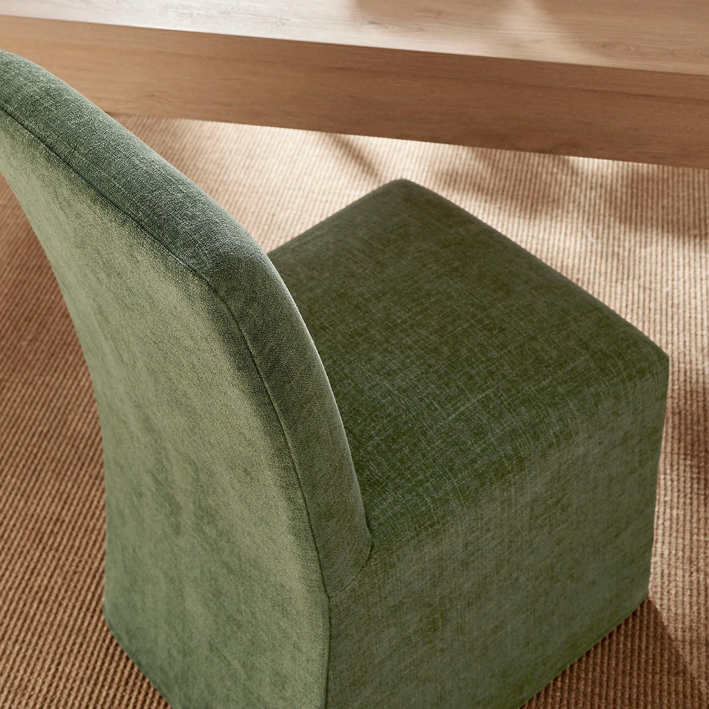 Aster Slub Weave Fabric Slipcovered Dining Chairs Set of 2