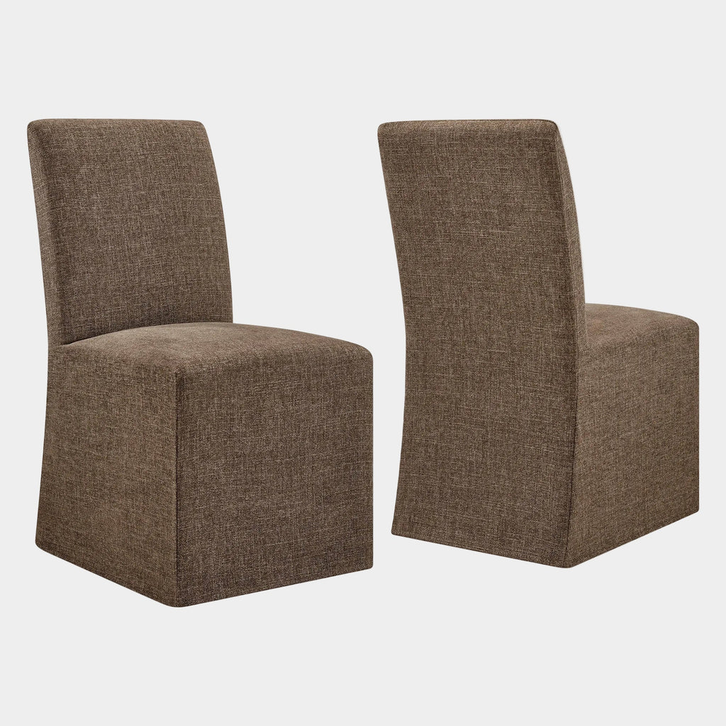 Aster Slub Weave Fabric Slipcovered Dining Chairs Set of 2