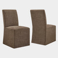 Aster Slub Weave Fabric Slipcovered Dining Chairs Set of 2