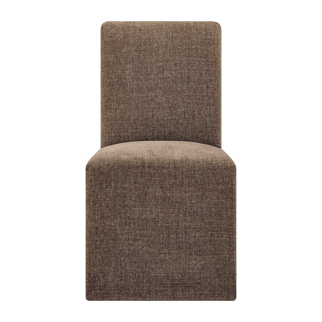 Aster Slub Weave Fabric Slipcovered Dining Chairs Set of 2