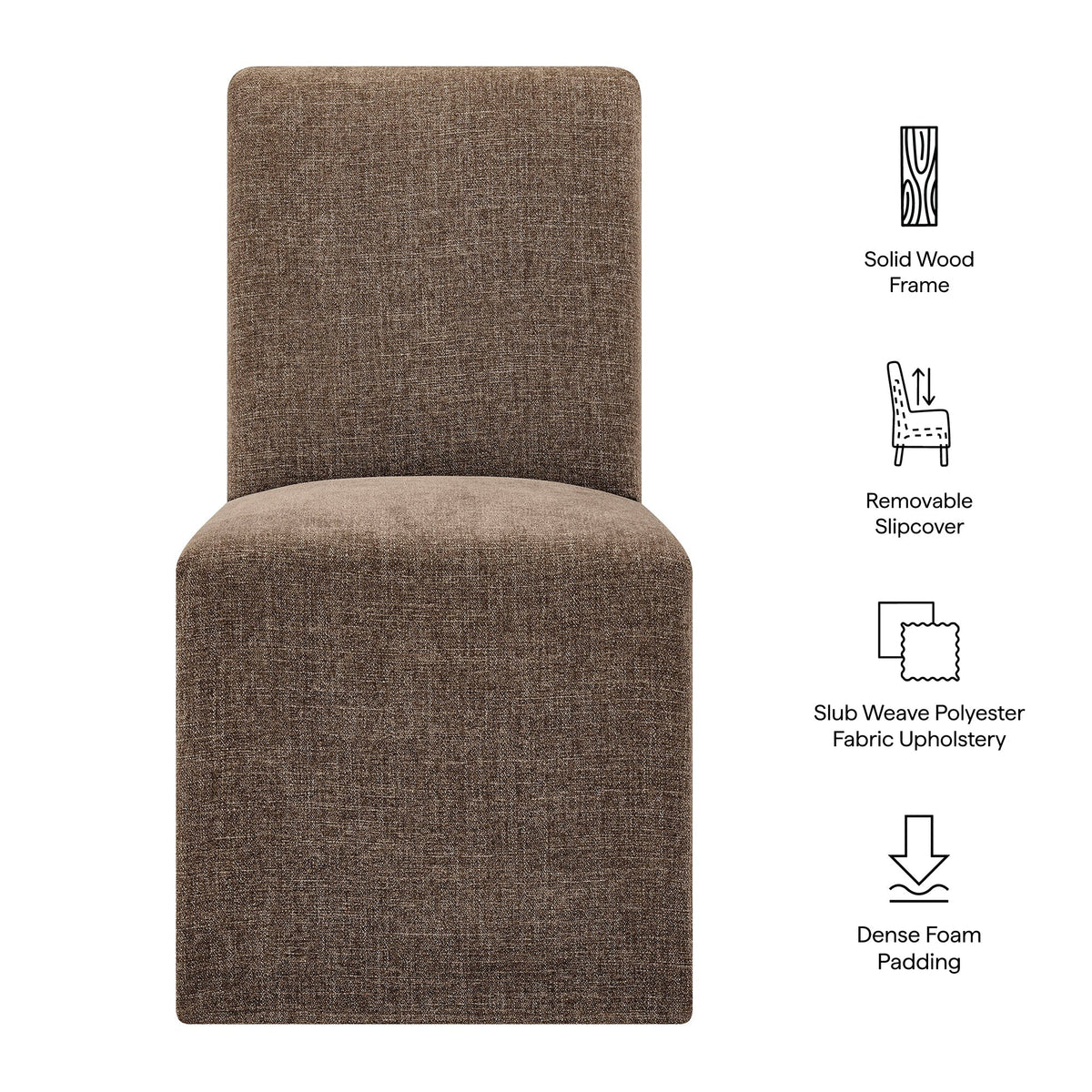 Aster Slub Weave Fabric Slipcovered Dining Chairs Set of 2