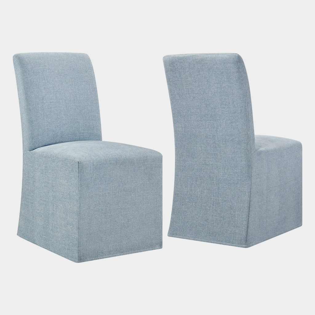 Aster Slub Weave Fabric Slipcovered Dining Chairs Set of 2