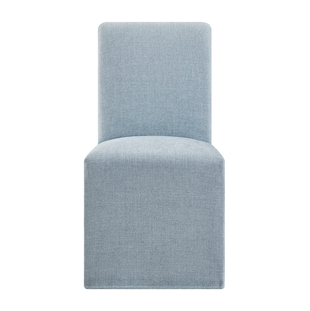 Aster Slub Weave Fabric Slipcovered Dining Chairs Set of 2