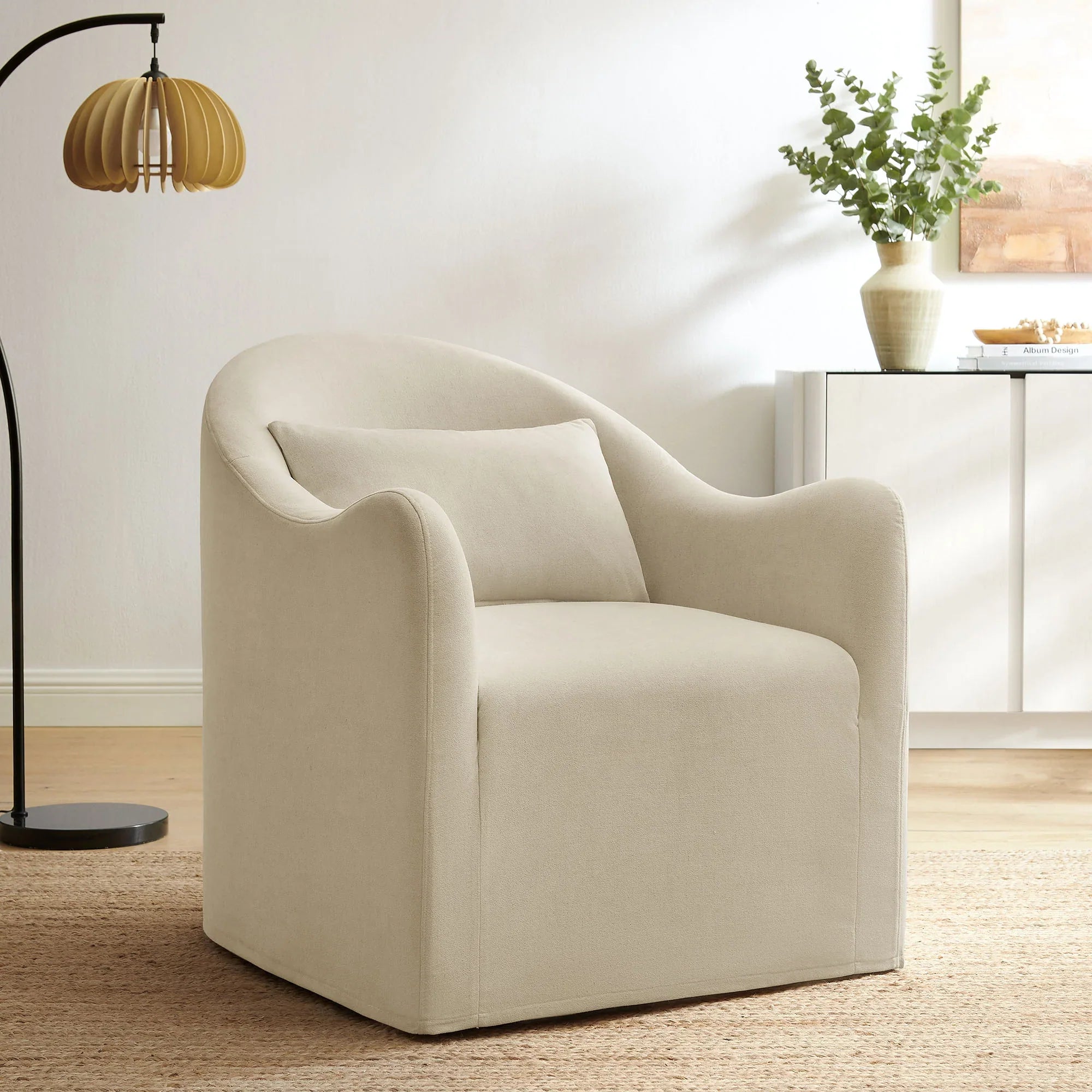 Bardot Slipcovered Linen Blend Accent Chair