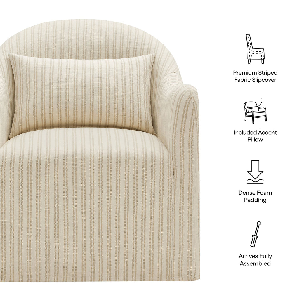 Bardot Slipcovered Striped Accent Chair