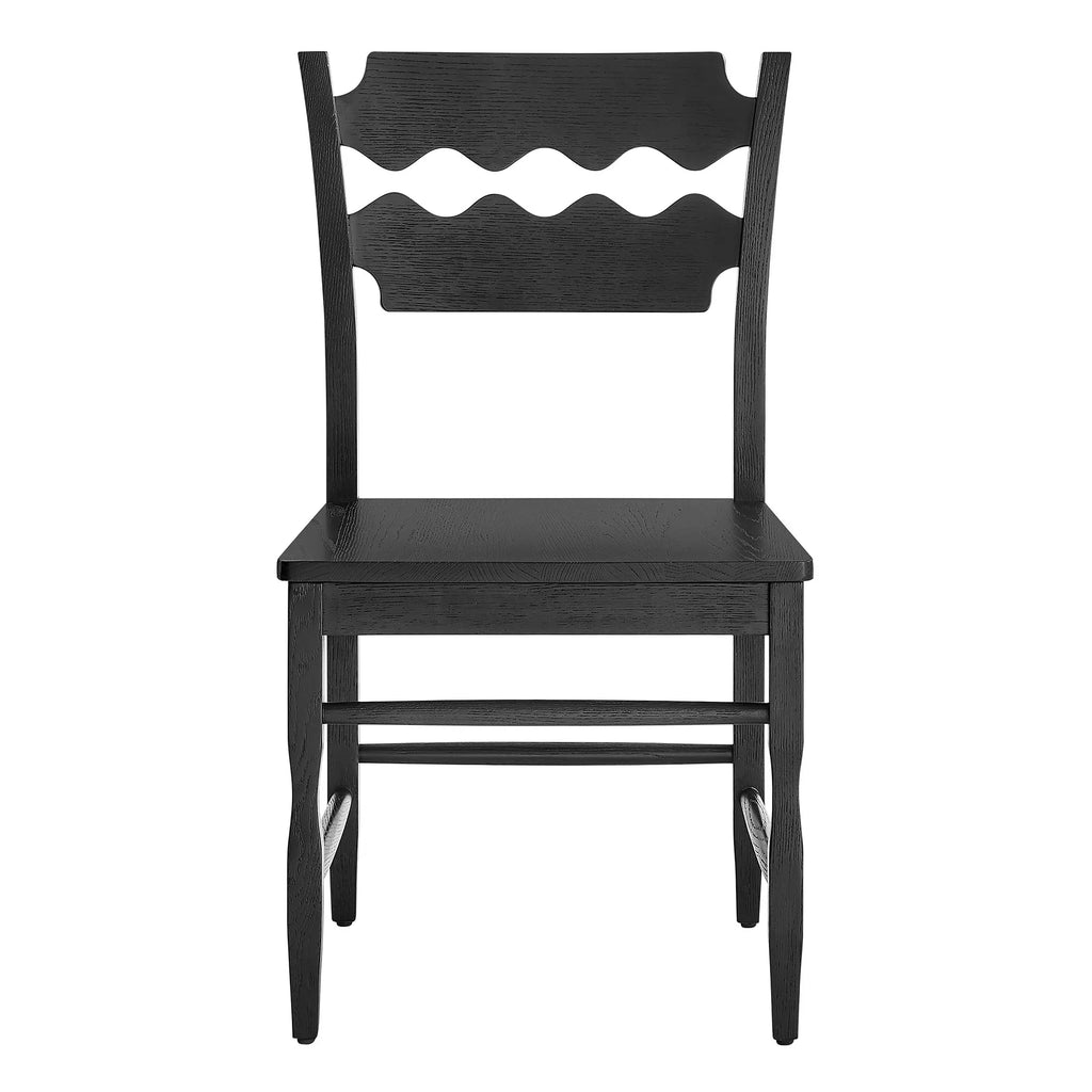 Jax Oak Wood Dining Chair With Wavy Razor Back Set of 2