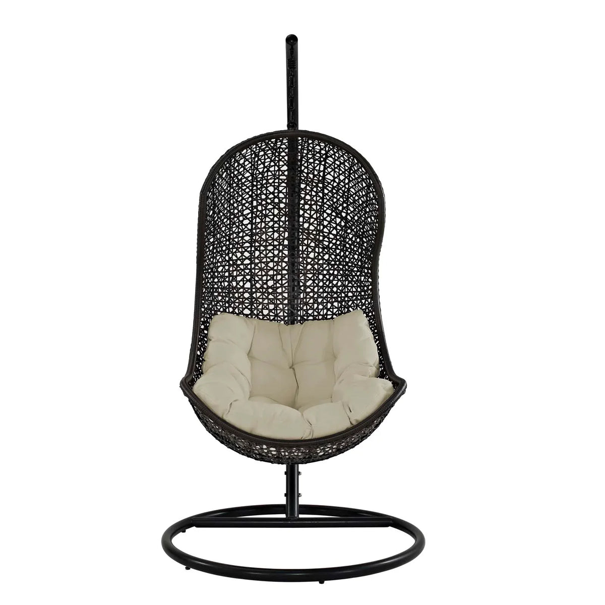 Parlay Swing Outdoor Patio Fabric Lounge Chair in Espresso Beige