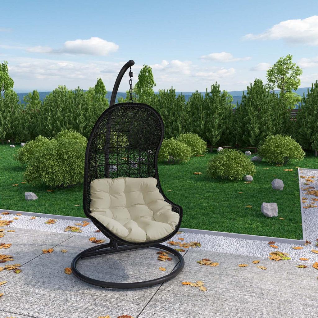 Parlay Swing Outdoor Patio Fabric Lounge Chair in Espresso Beige
