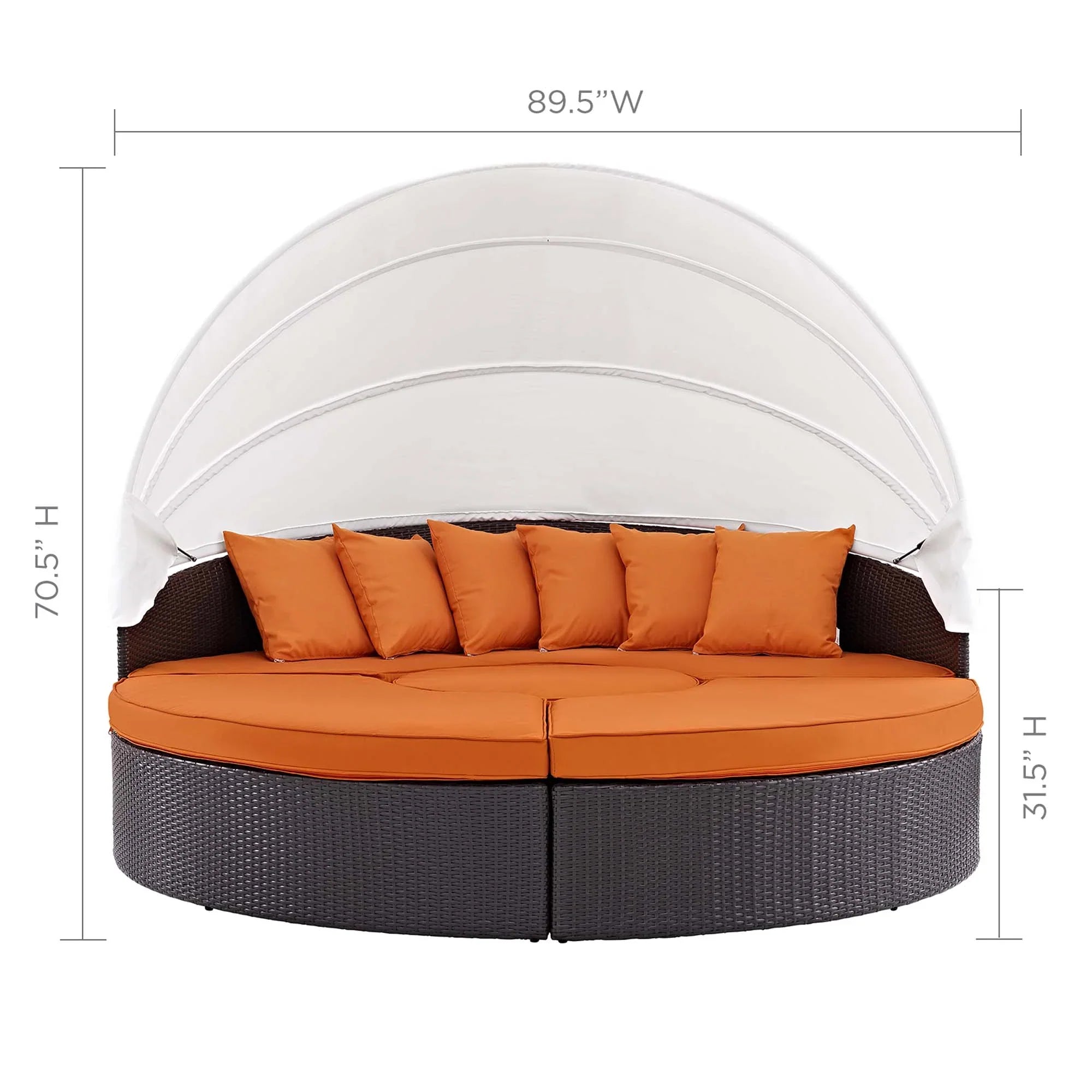 Quest Outdoor Patio Wicker Rattan Canopy Sectional Daybed