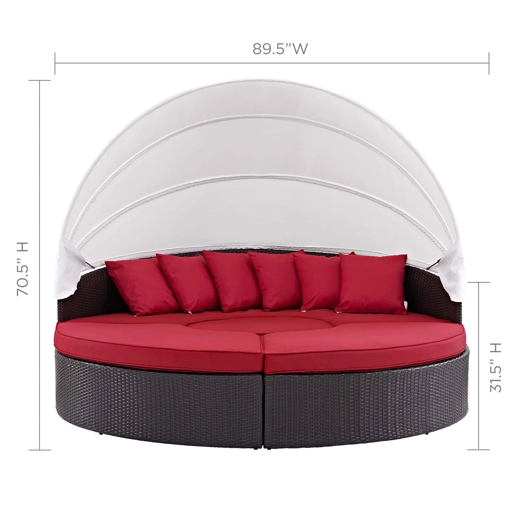 Quest Outdoor Patio Wicker Rattan Canopy Sectional Daybed