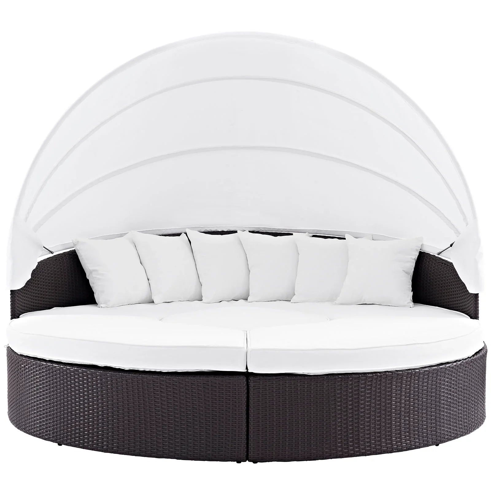 Quest Outdoor Patio Wicker Rattan Canopy Sectional Daybed