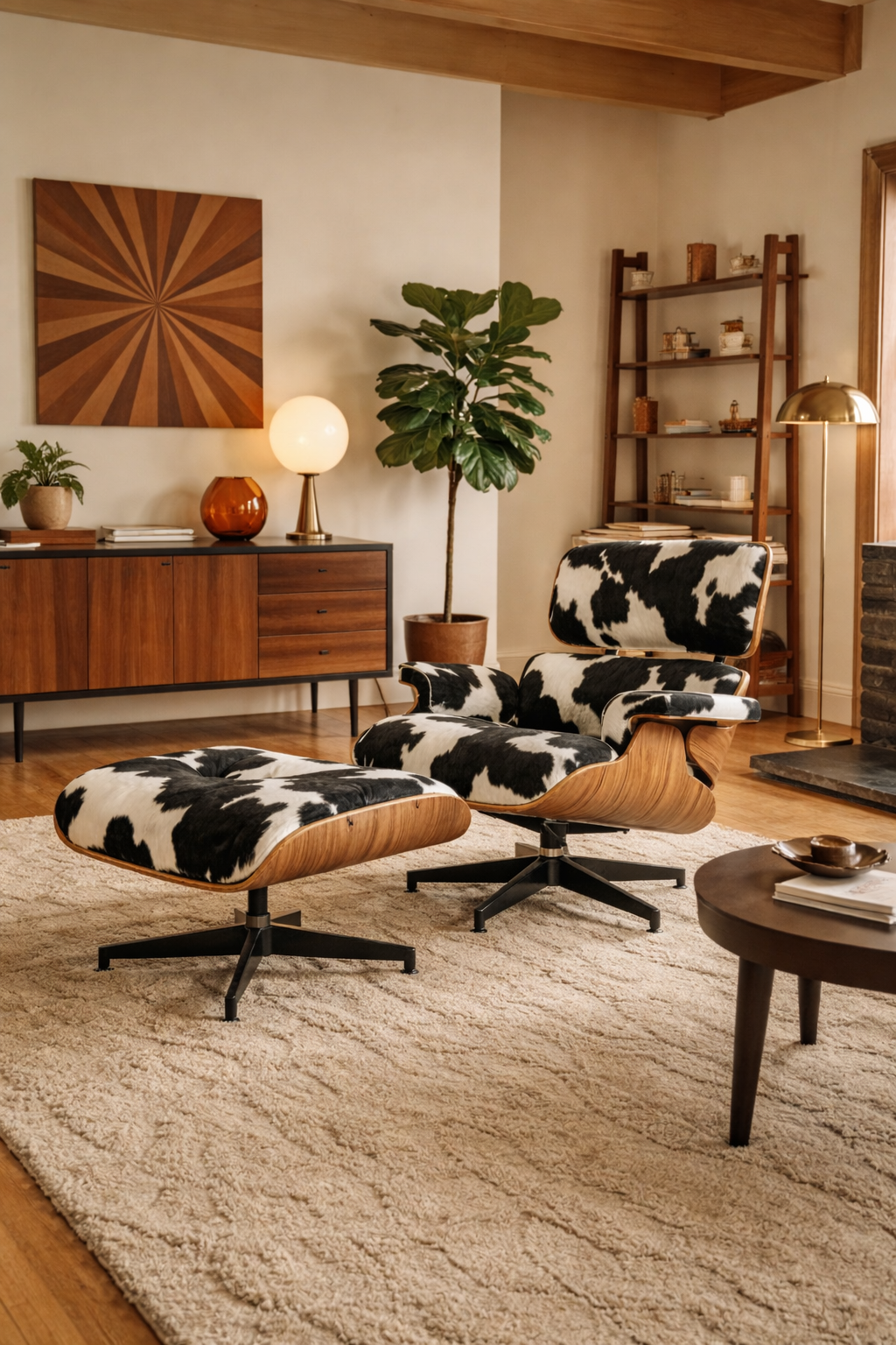 Eames Lounge Chair And Ottoman - Tall Version (Cow Hide)