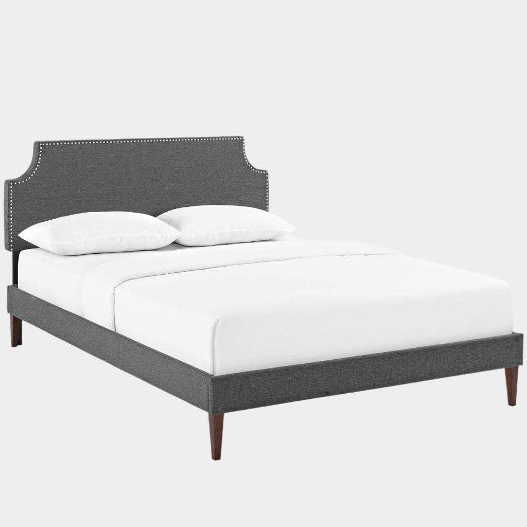 Laura Fabric Platform Bed with Squared Tapered Legs