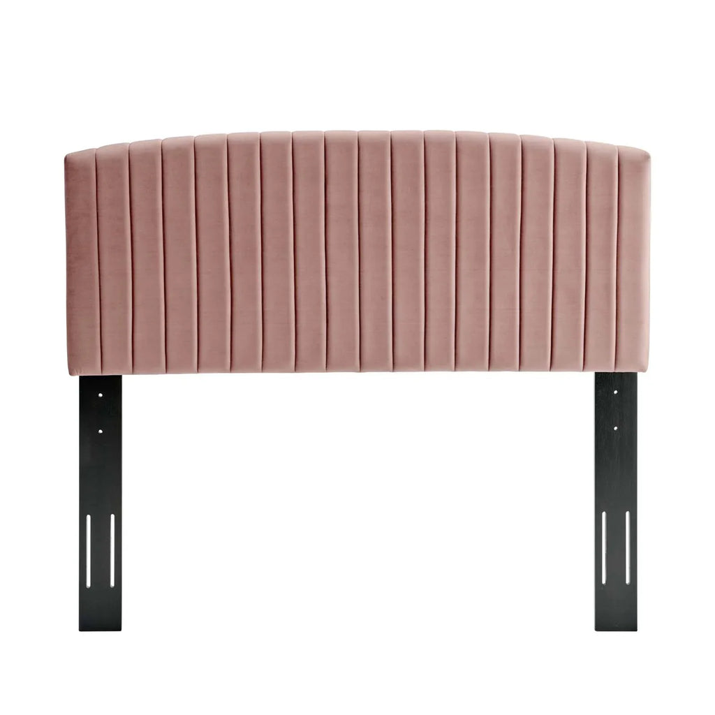 Alessi Performance Velvet Platform Bed With Black Wood Legs