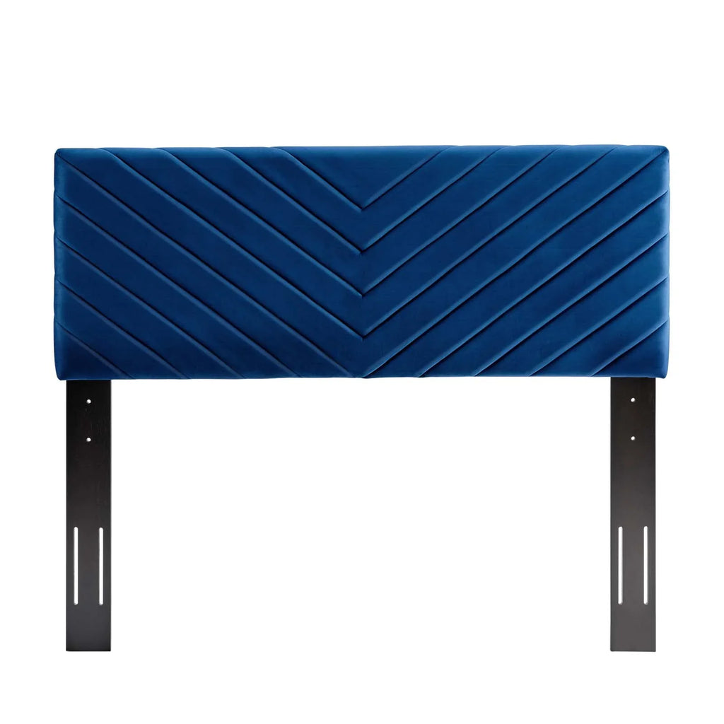 Roxanne Performance Velvet Platform Bed With Black Wood Legs