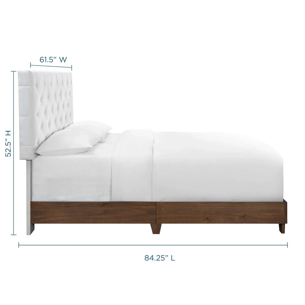 Rhiannon Diamond Tufted Upholstered Fabric Bed