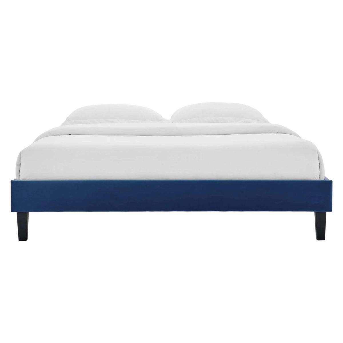Roxanne Performance Velvet Platform Bed With Black Wood Legs