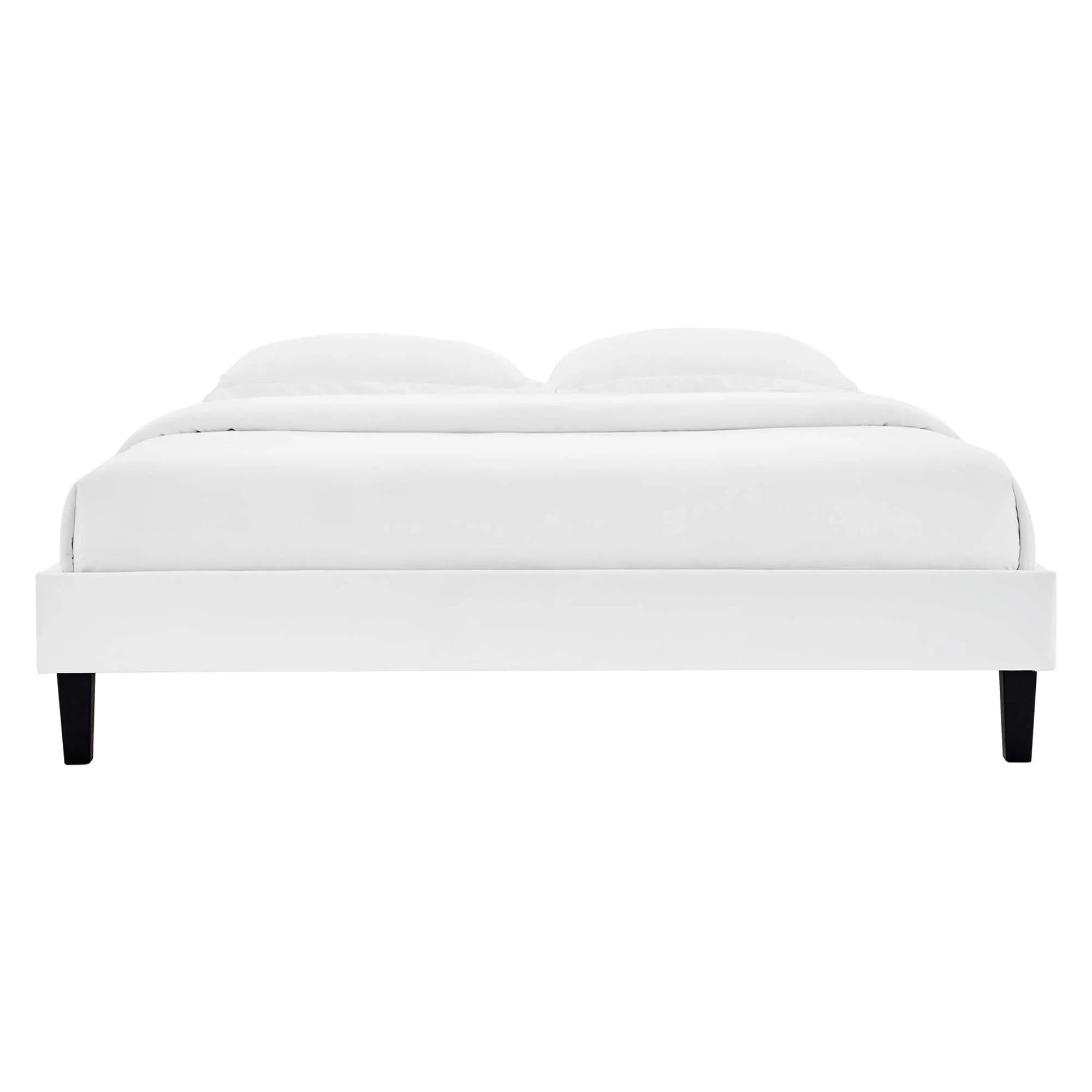 Alessi Performance Velvet Platform Bed With Black Wood Legs