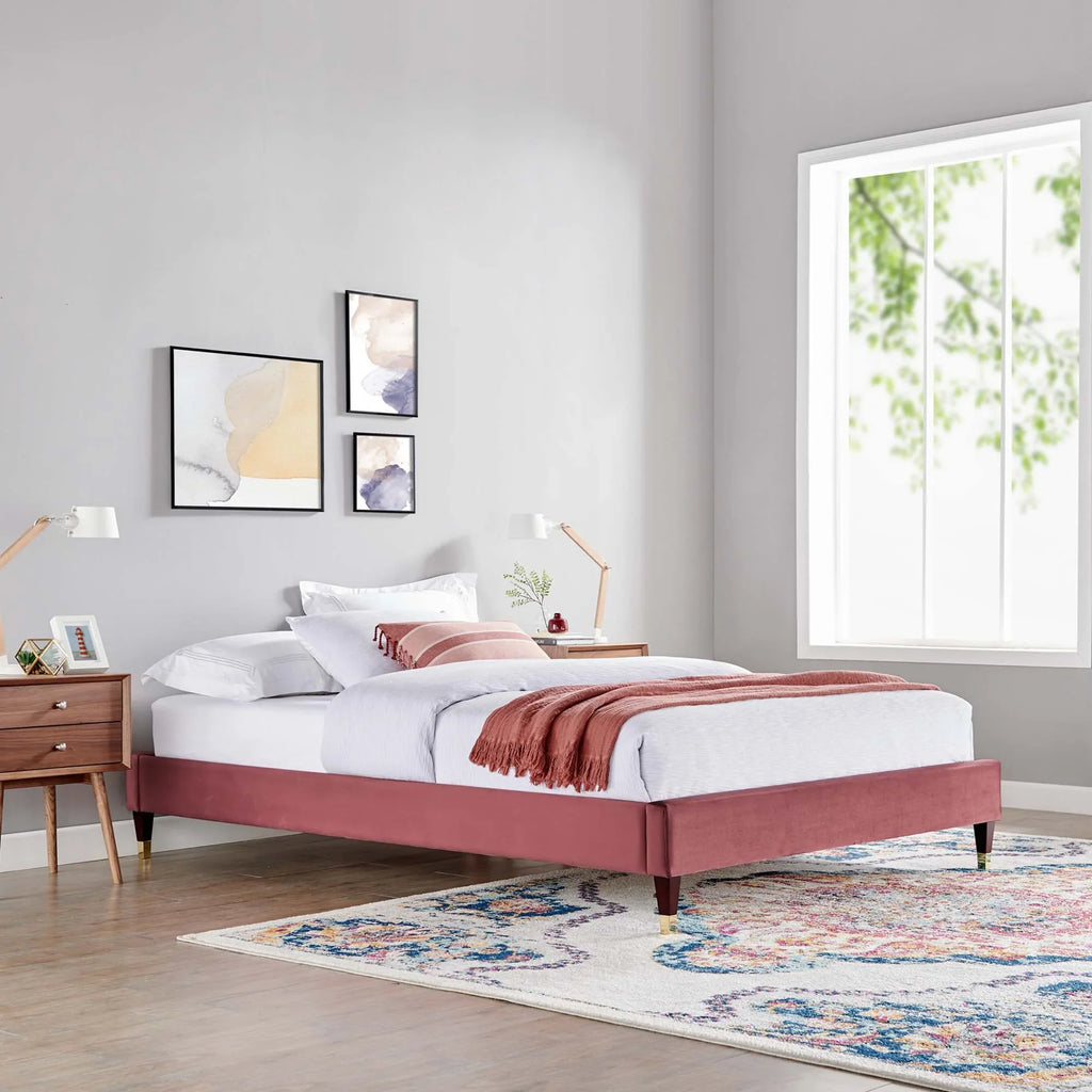 Harlow Performance Velvet Platform Bed Frame