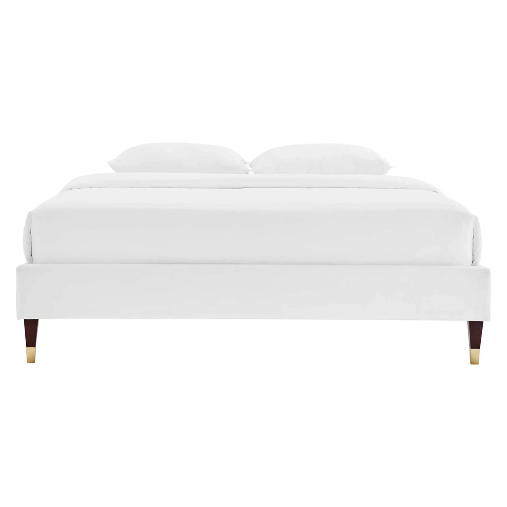 Novi Performance Velvet Bed With Wood and Gold Legs